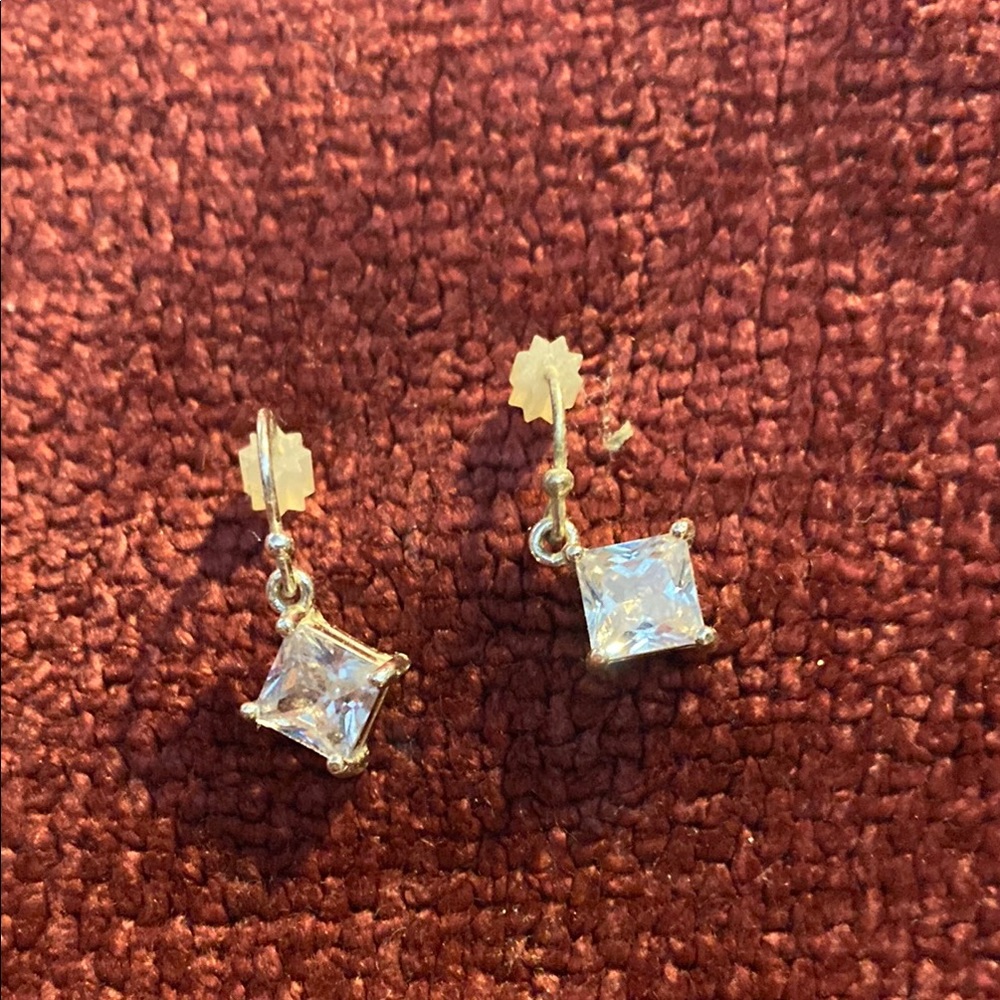Elegant Silver Square Drop Earrings